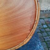 60s rattan hanging planter