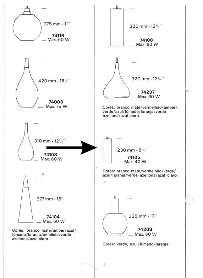 Ensemble de 2 lampes suspendues en verre Nordisk Solar Compagni / Holmegaard “74105” / Design danois moderne des années 1960.