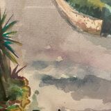 View of a palm-tree alley on an island, 20th century