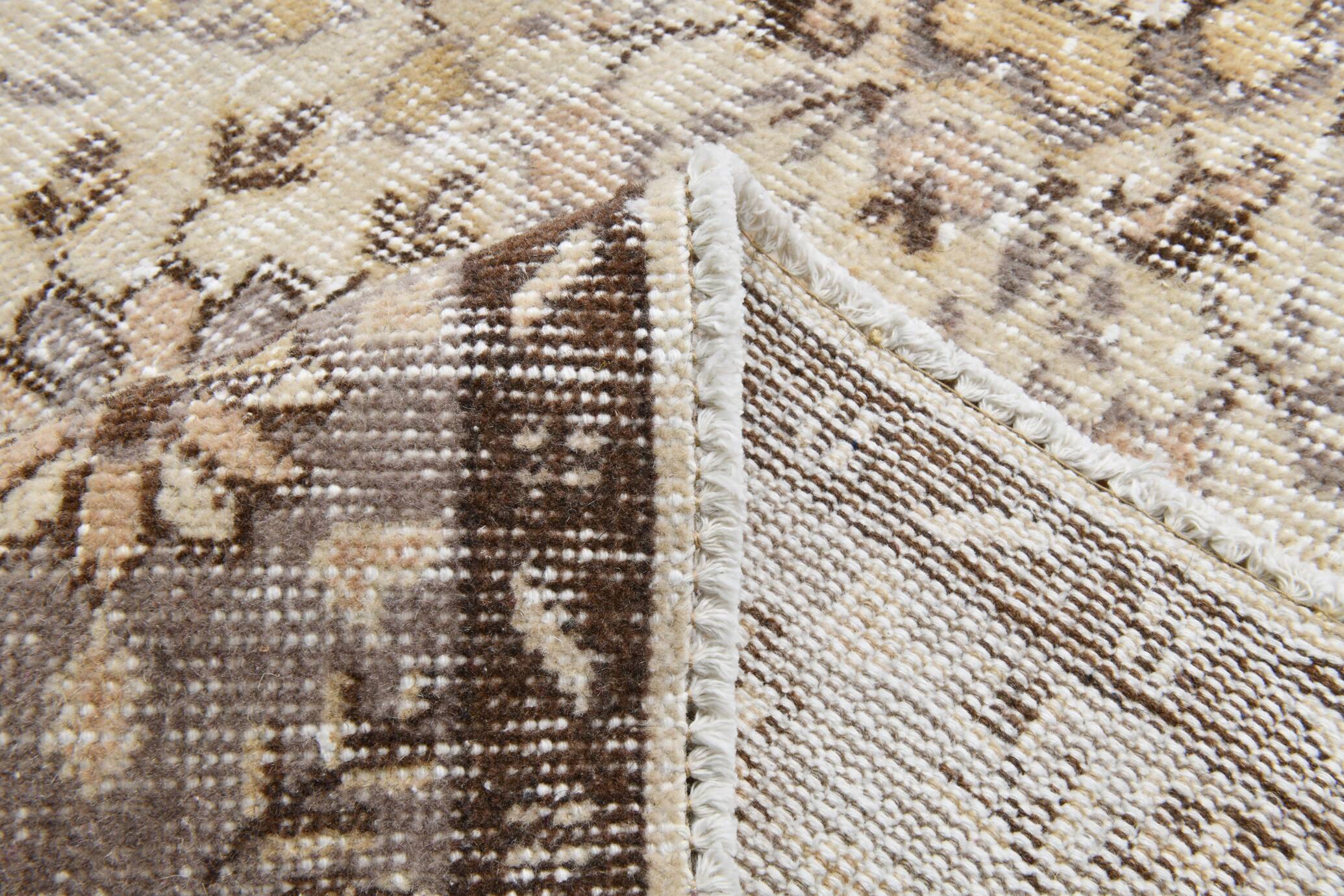 Vintage Brown & Beige Floral Bordered Rug, 184x268Cm