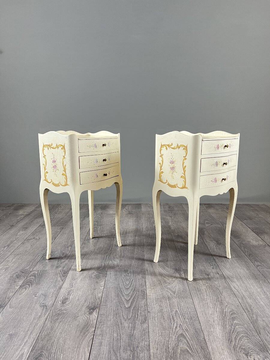 Pair of Louis XV style bedside tables, 20th century.