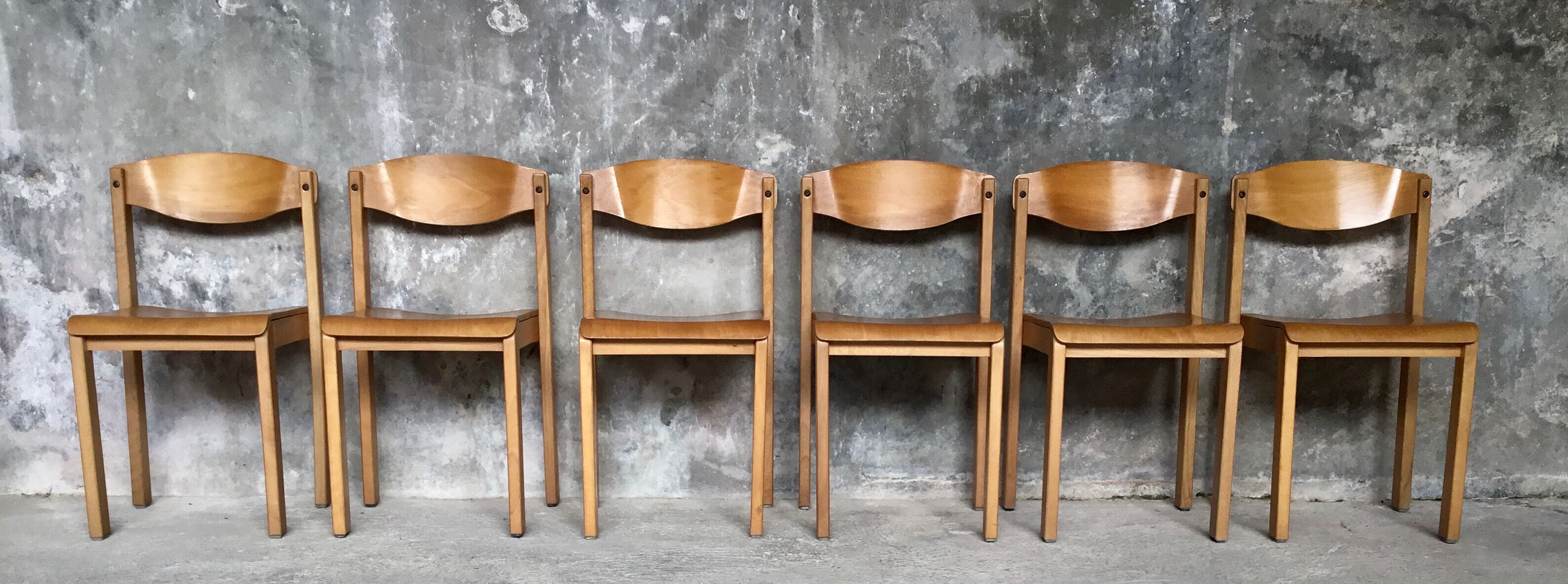 Set of 6 design chairs in glulam - 1970s