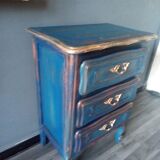 Chest of drawers erusted blue ceruse Louis XV style