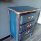 Chest of drawers erusted blue ceruse Louis XV style