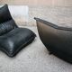 Zinzolo Armchairs in Black Leather by Vittorio Varo for Plan, 1970s, Set of 2