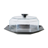 Cheese bell and its tray Arcoroc Octime series, 1980, glass, vintage