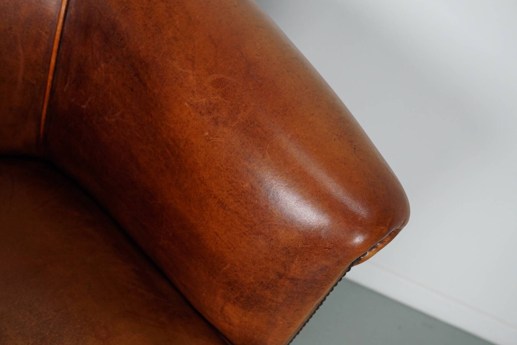 Vintage Dutch Cognac Colored Leather Club Chair