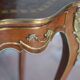 Wooden bedside table with marquetry and bronze, side table with curved legs