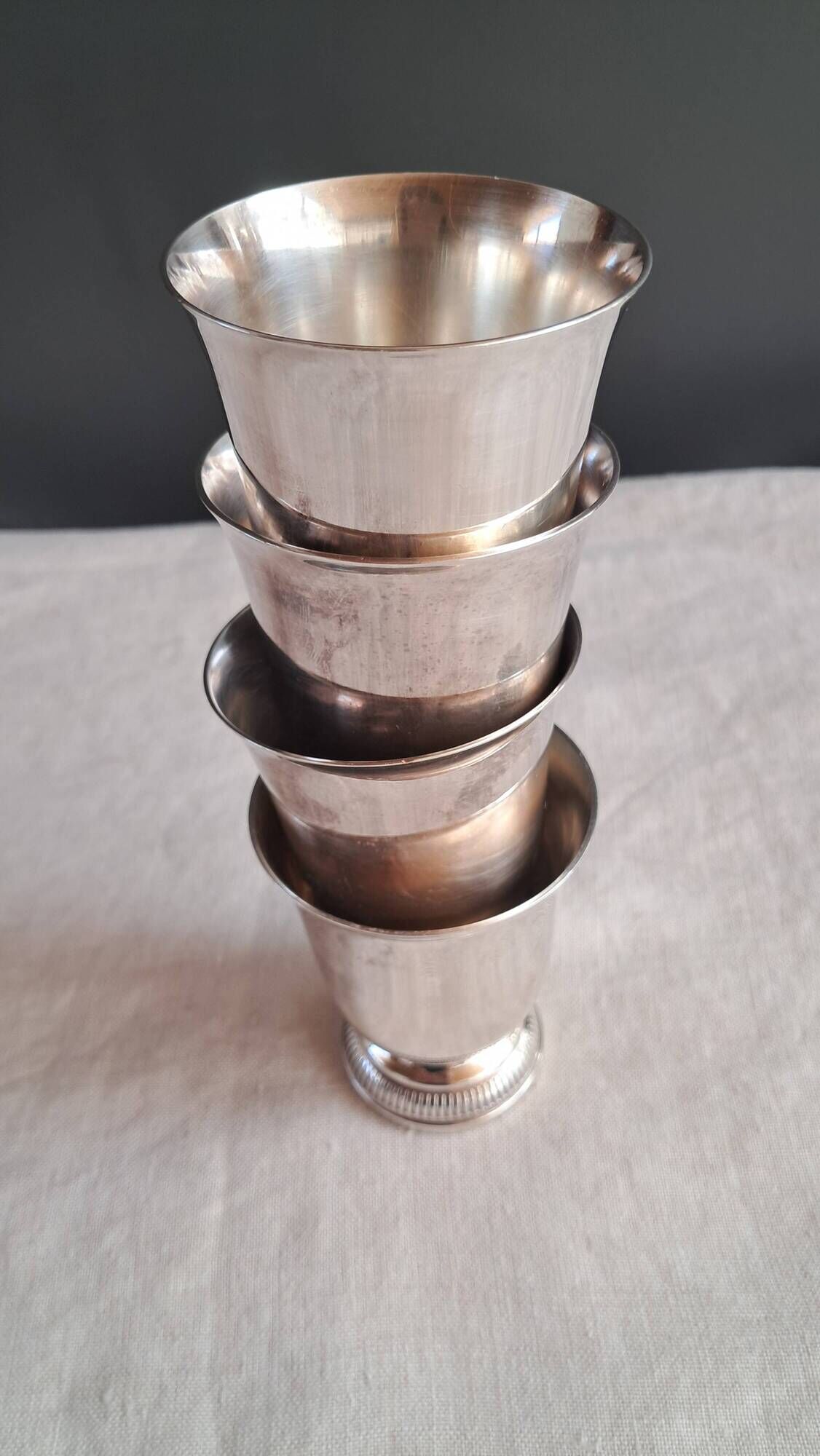 Superb set of 4 silver-plated goblets from the famous house.