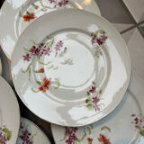 Set of 8 floral porcelain plates from the late 19th century.