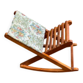 Repose pied pliable à bascule en bois et tissu