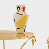 Set of 4 neoclassical side tables in brass and marble by Maison Charles, 1960.