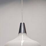 Water drop pendant light Space age in white opaline, France circa 1970.