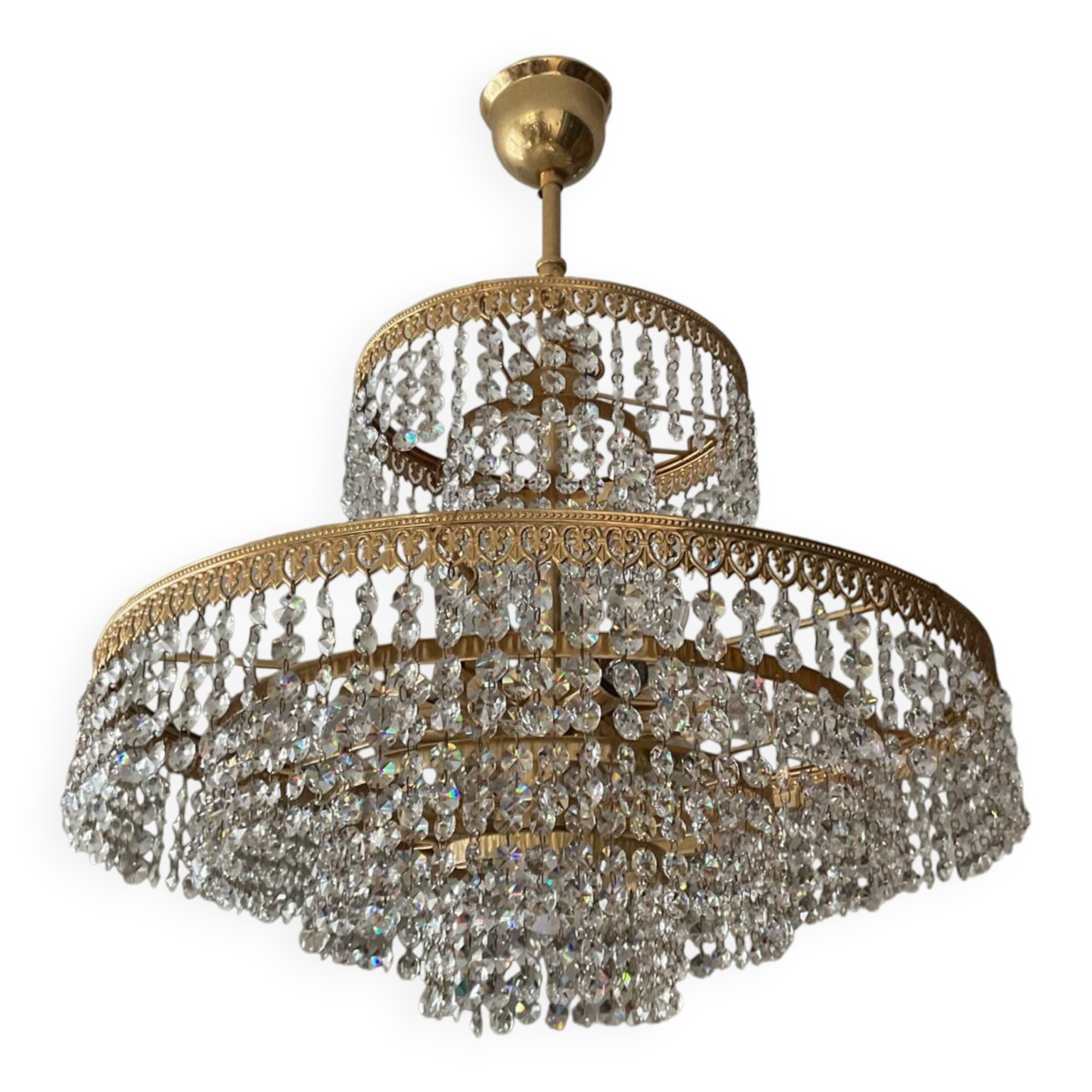 Vintage Crystal Tassel Cascade Chandelier