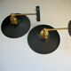 Pair of metal wall lamps in black and bronze color