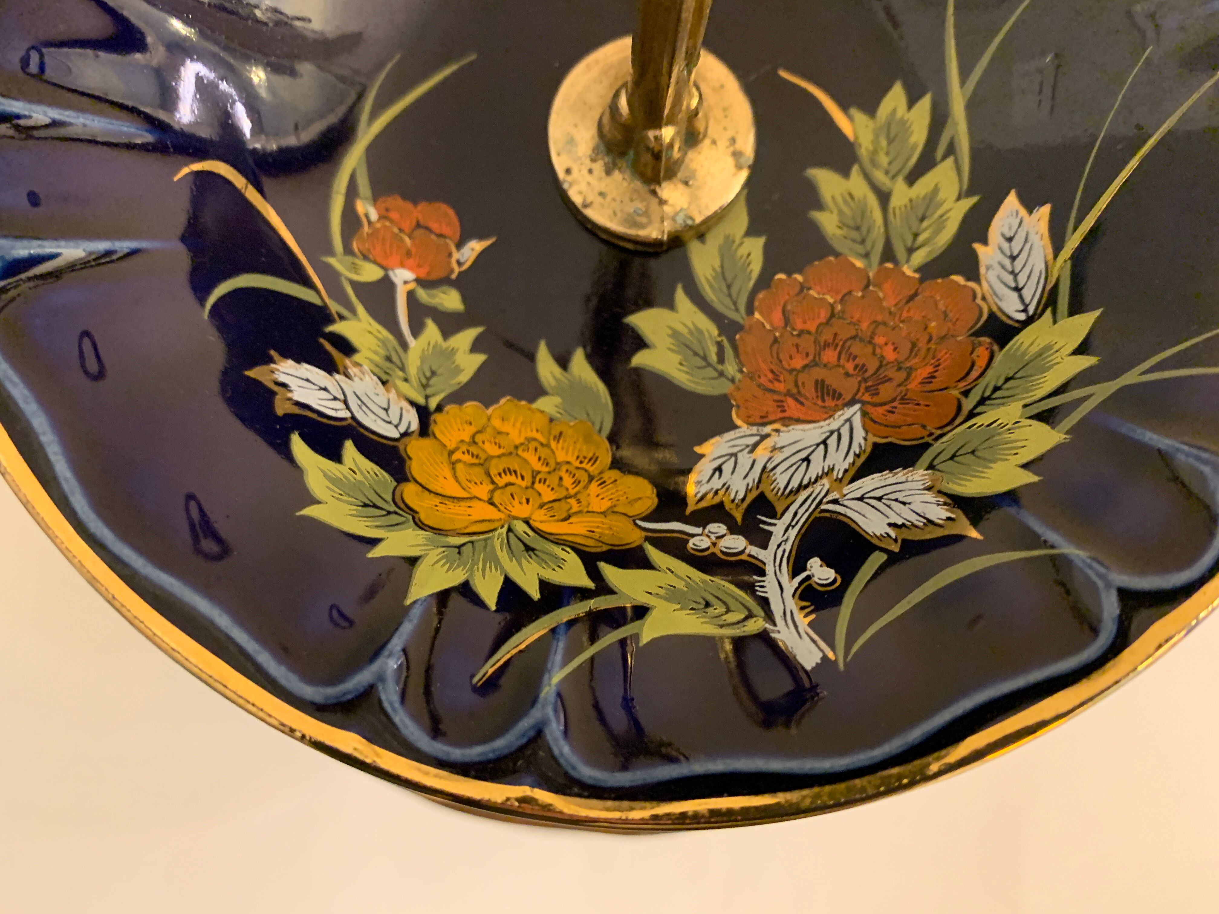 Cobalt blue porcelain display or servant, 3 floors