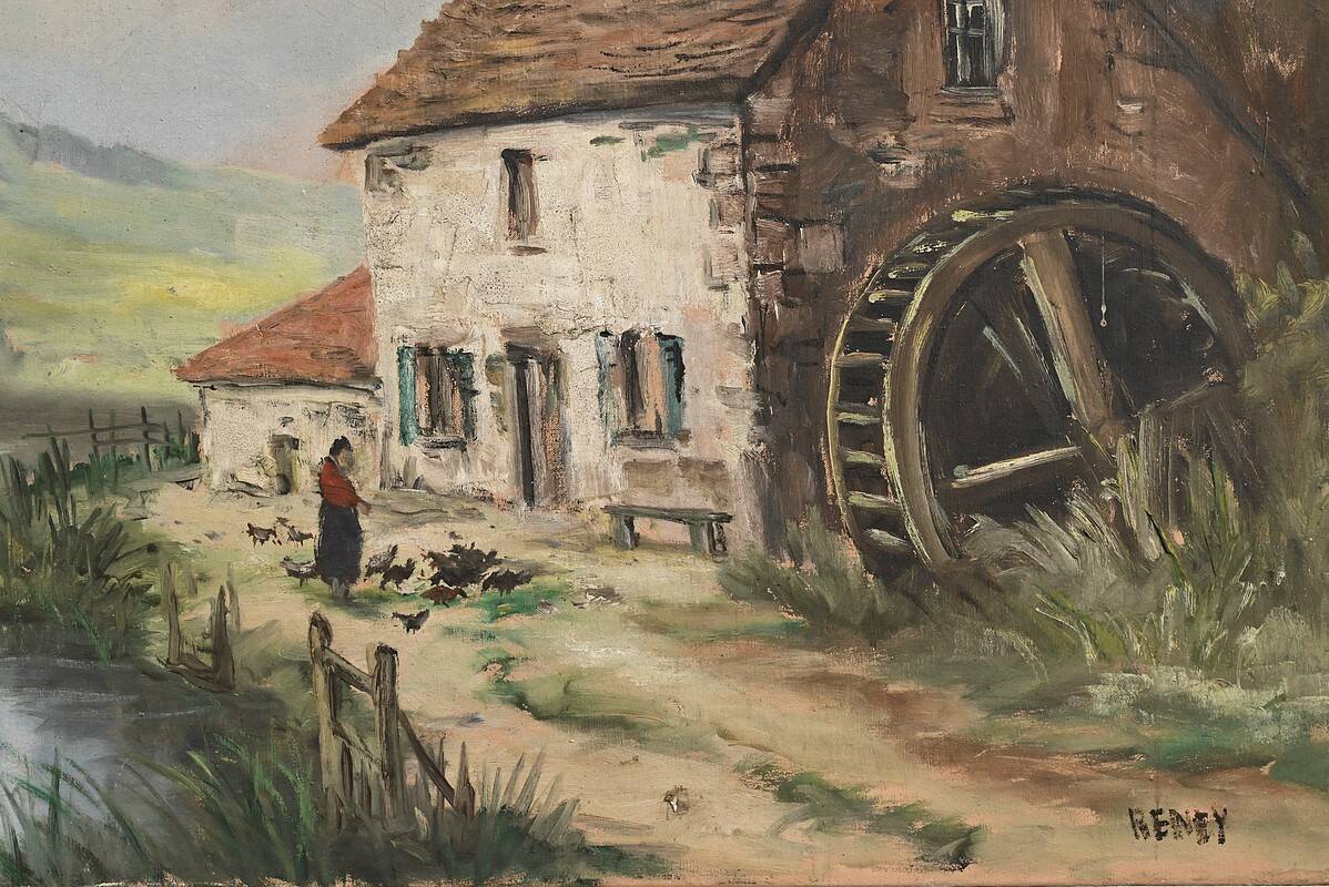 Large Painting “The Mill”, signed Reney – Part 1 of the 20th century
