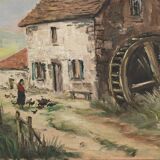 Large Painting “The Mill”, signed Reney – Part 1 of the 20th century