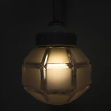 Art deco hanging lamp with octagonal frosted glass shade
