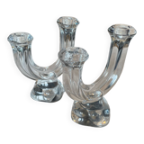 2 bougeoirs en crystal Art Vanne France