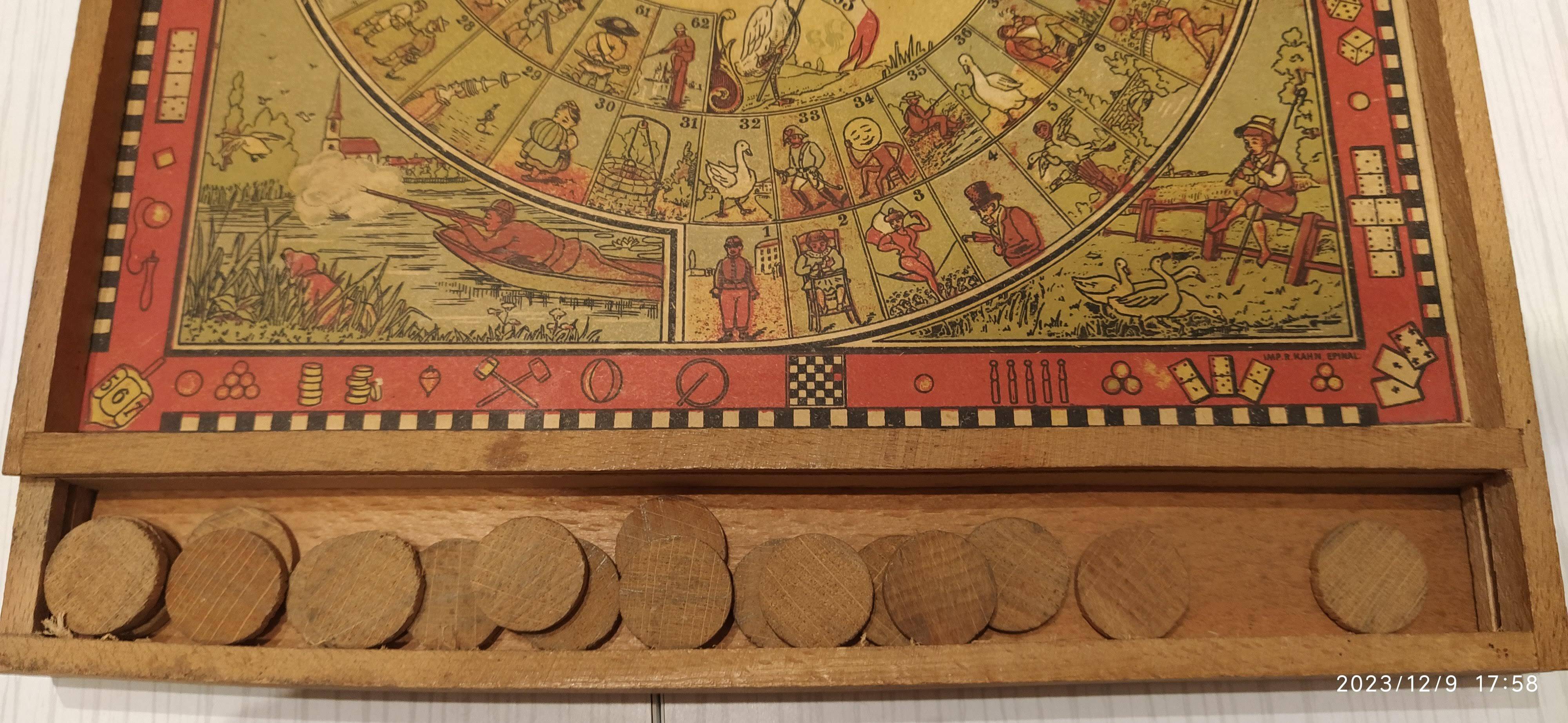 Very old game of goose and checkers