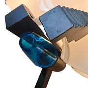 Lampe sur pied des années 70 en fer et verre de Murano, design industriel.