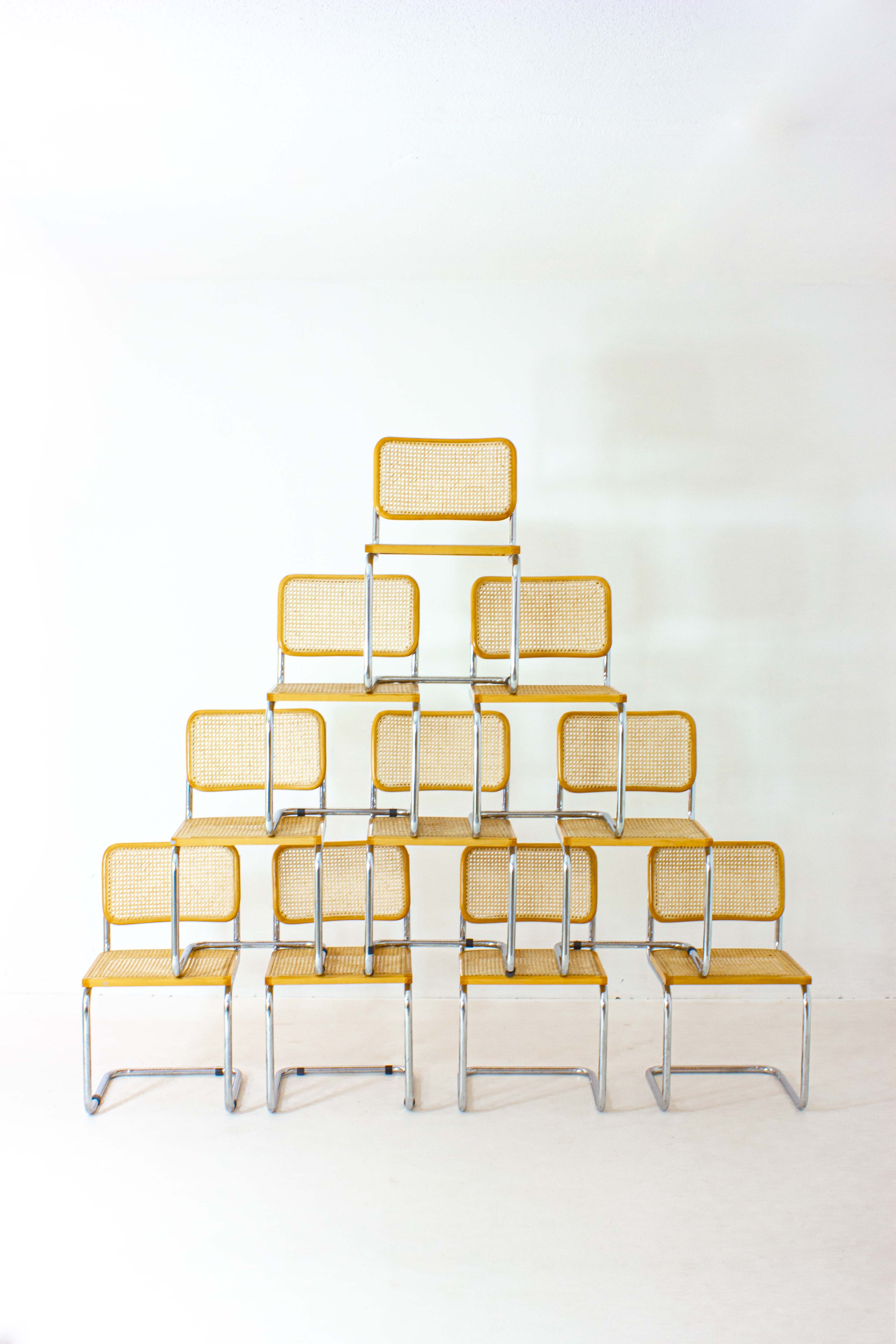 Set of 10 Breuer s32 chair, Italy 1970s