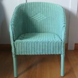 Fauteuil rotin osier vintage 1985 vert