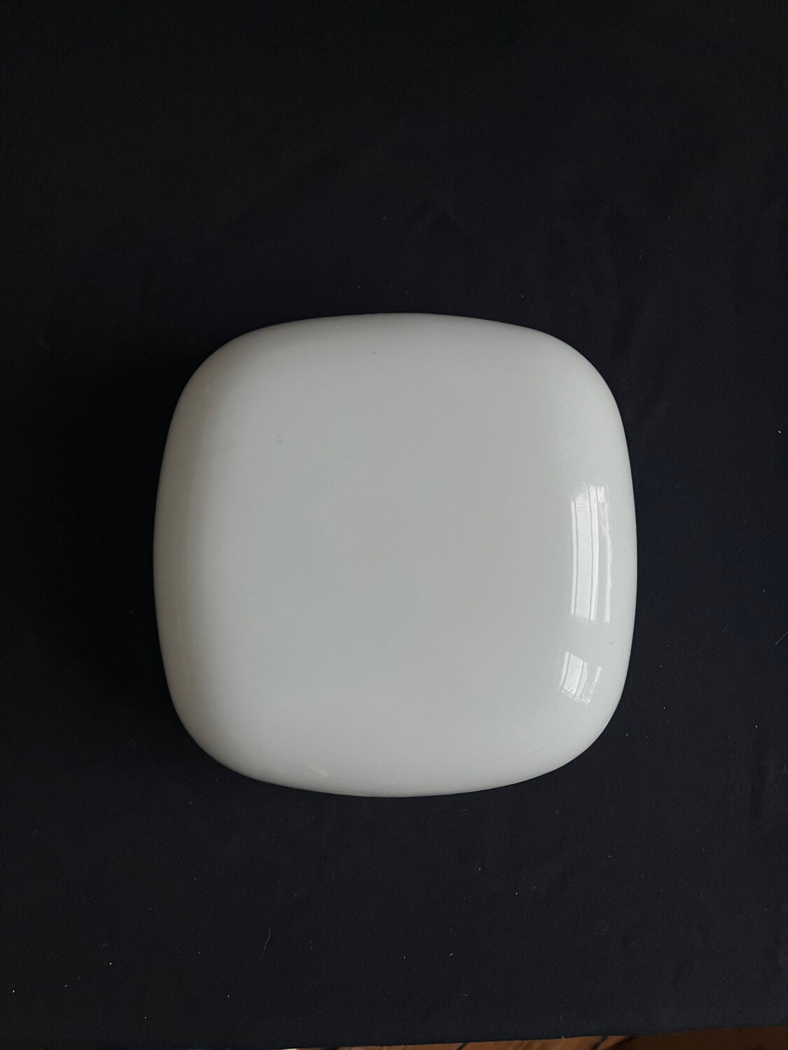 Square opaline ceiling light fixture.