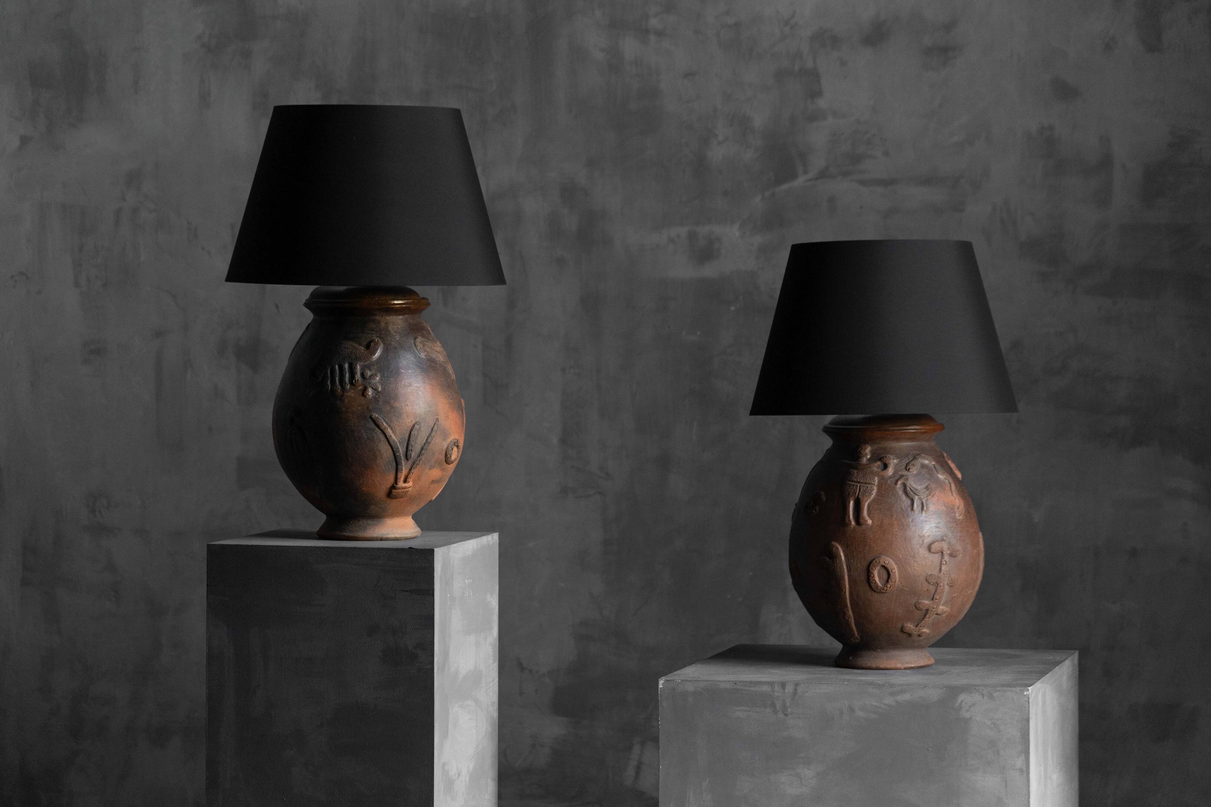 Handcrafted ceramic table lamps, France, 20th century