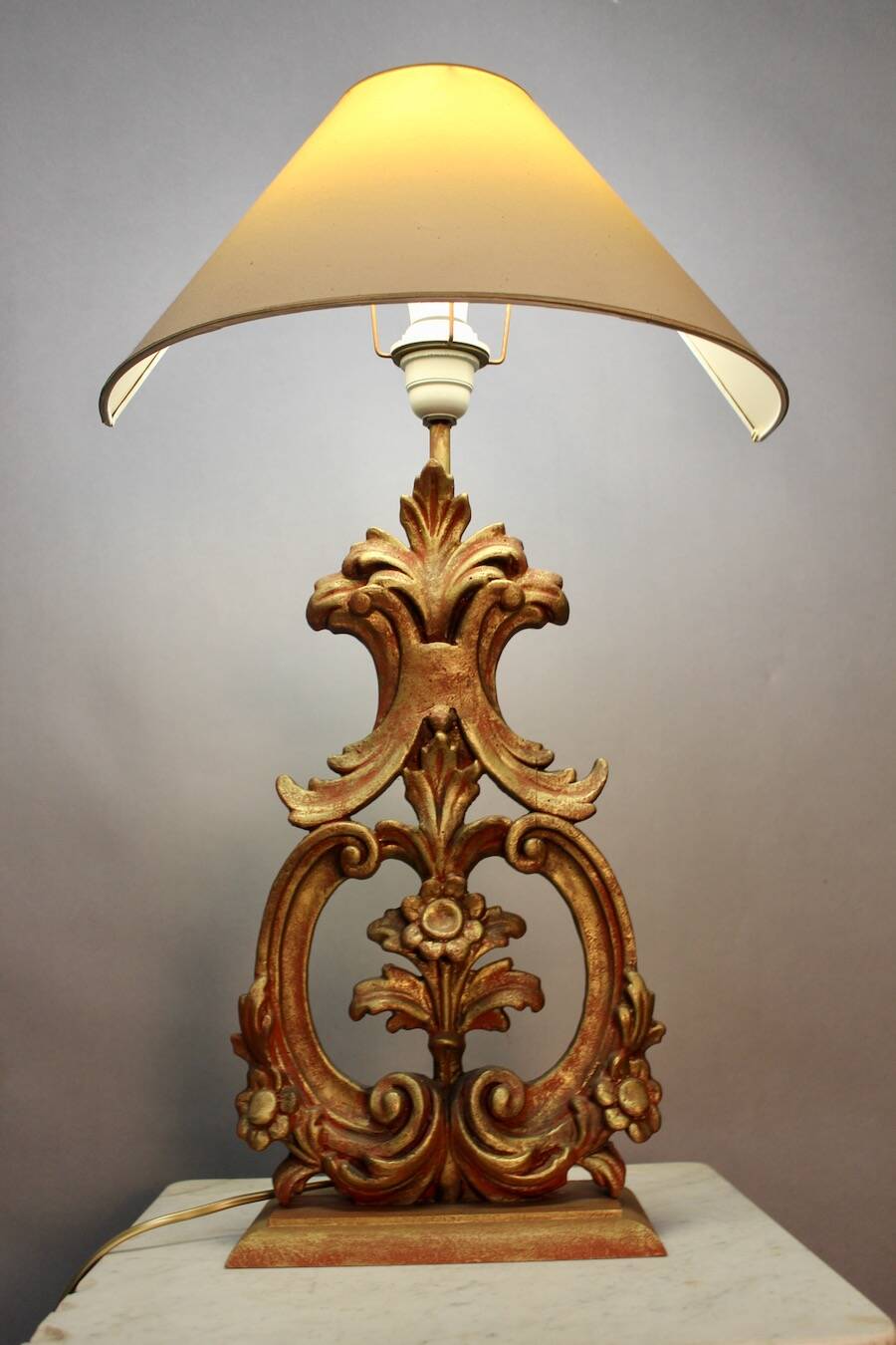 Golden wood lamp