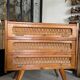 Old vintage wooden and rattan chest of drawers