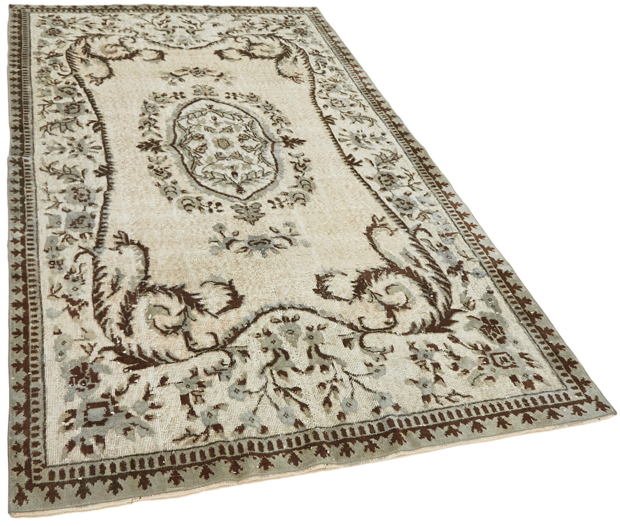 Handmade contemporary turkish 1970s 164 cm x 281 cm grey carpet