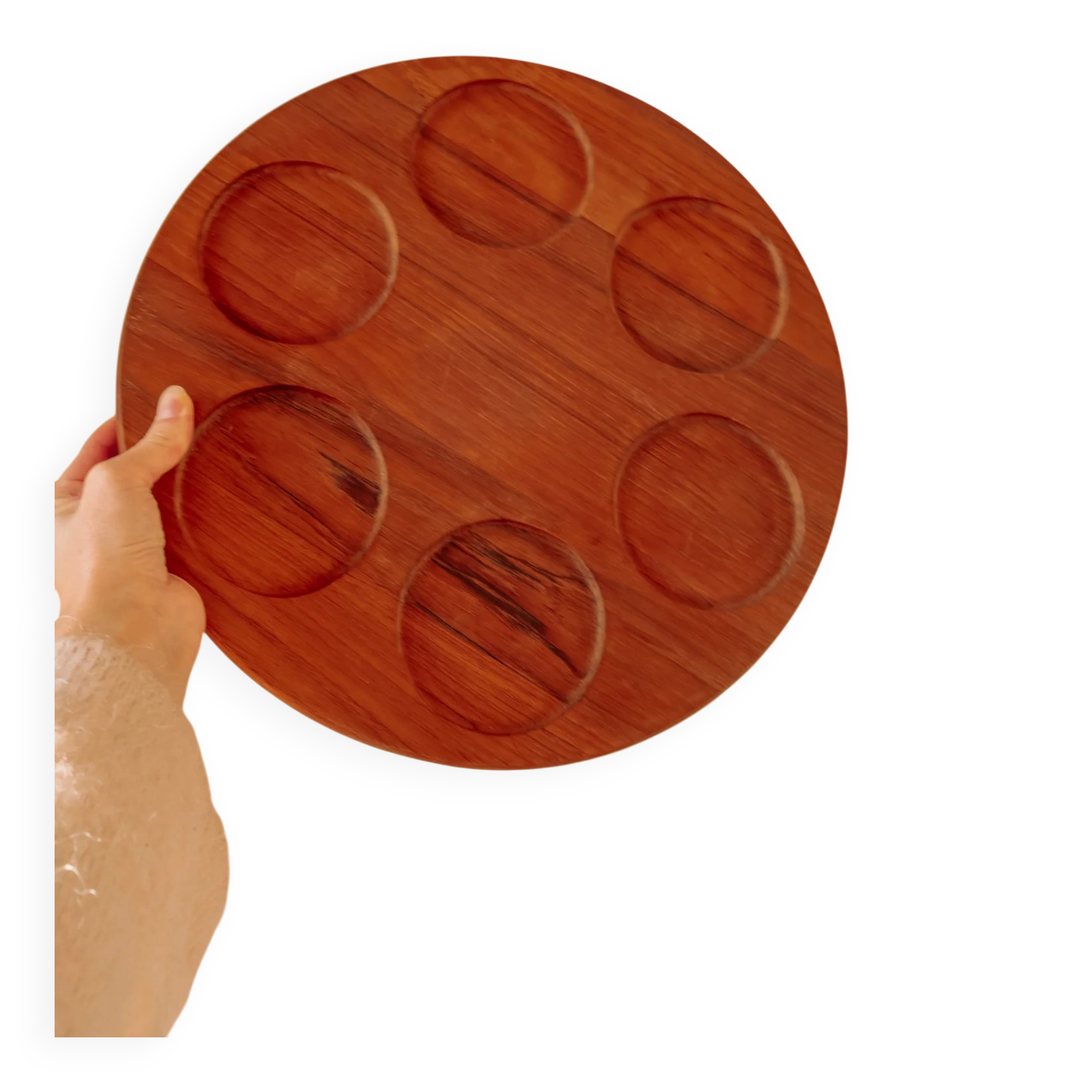 Rotating aperitif platter "Lazy Susan" in teak