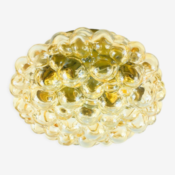 Amber bubble glass flush mount by helena tynell for limburg, germany, 1970s