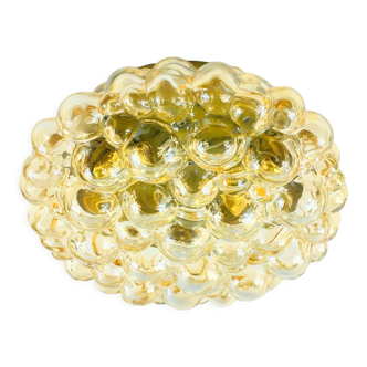 Amber bubble glass flush mount by helena tynell for limburg, germany, 1970s