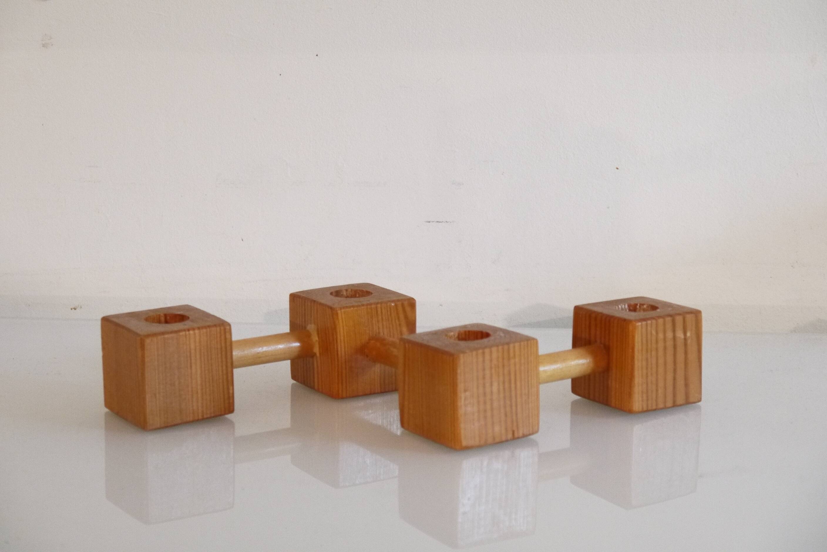 Vintage Scandinavian wooden candlestick
