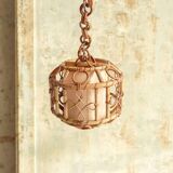 1960s Hand-Crafted Mid-Century Bamboo and Rattan Pendant Lamp, France