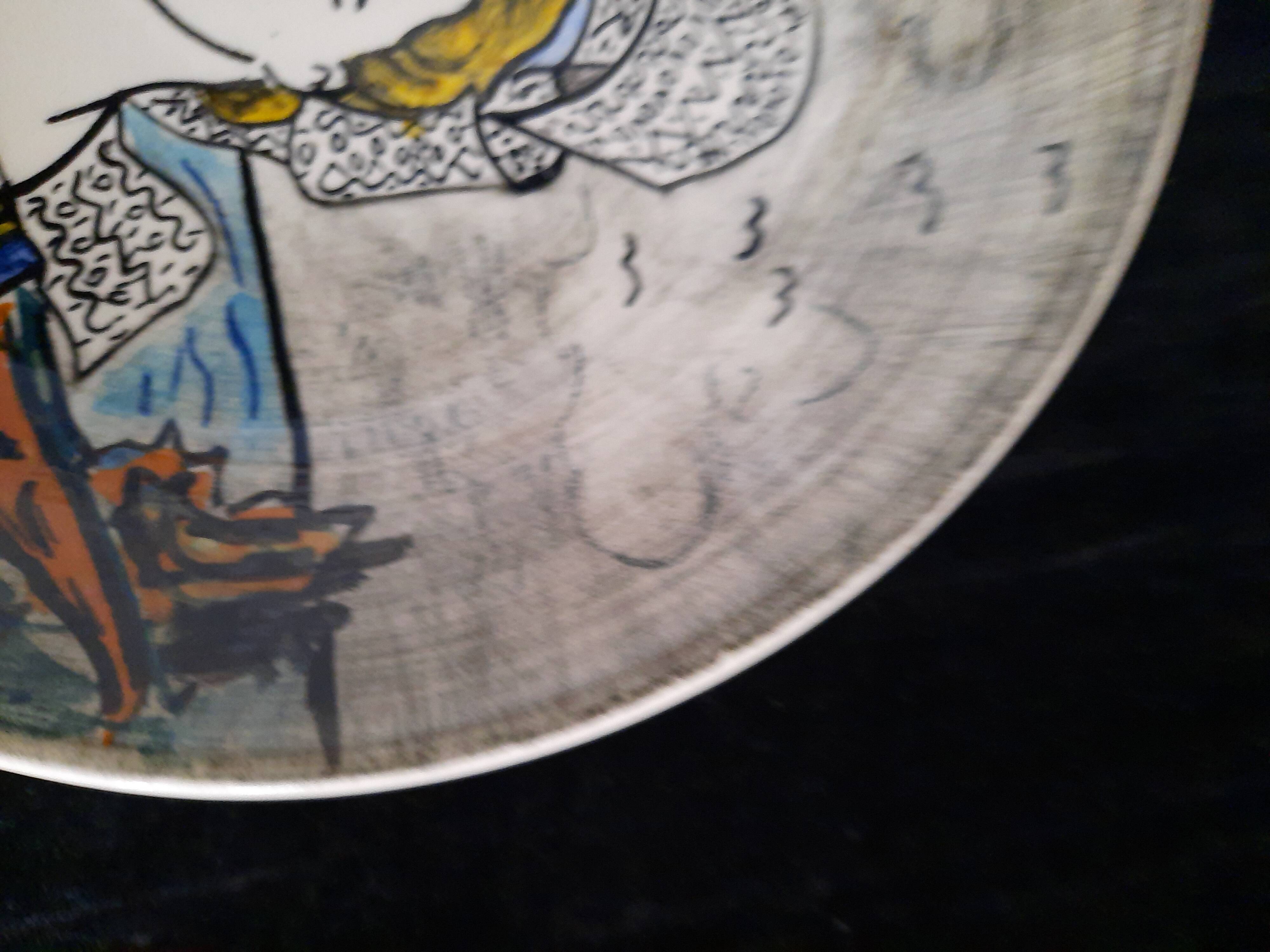 Ceramic Plate Youen Quimper Breton Decor Unique Piece Hand Painted 21,