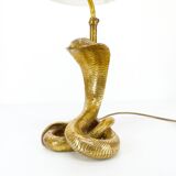 Lampe cobra en laiton doré massif Hollywood Regency 1970