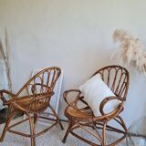 Pair of vintage rattan armchairs