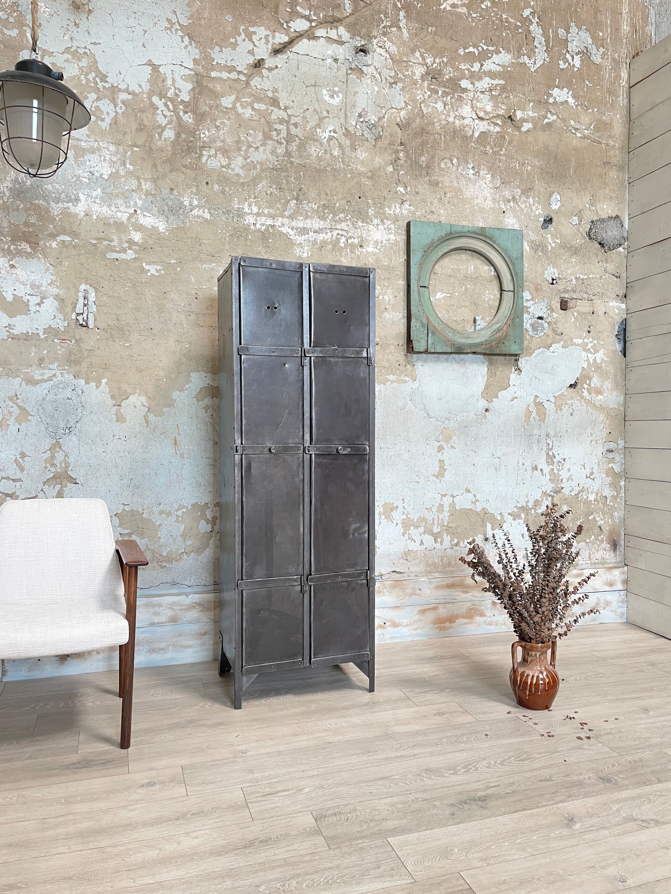 Industrial metal locker room