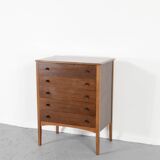 Commode / Tallboy en noyer du milieu du siècle par W&T Lock Of Bath.