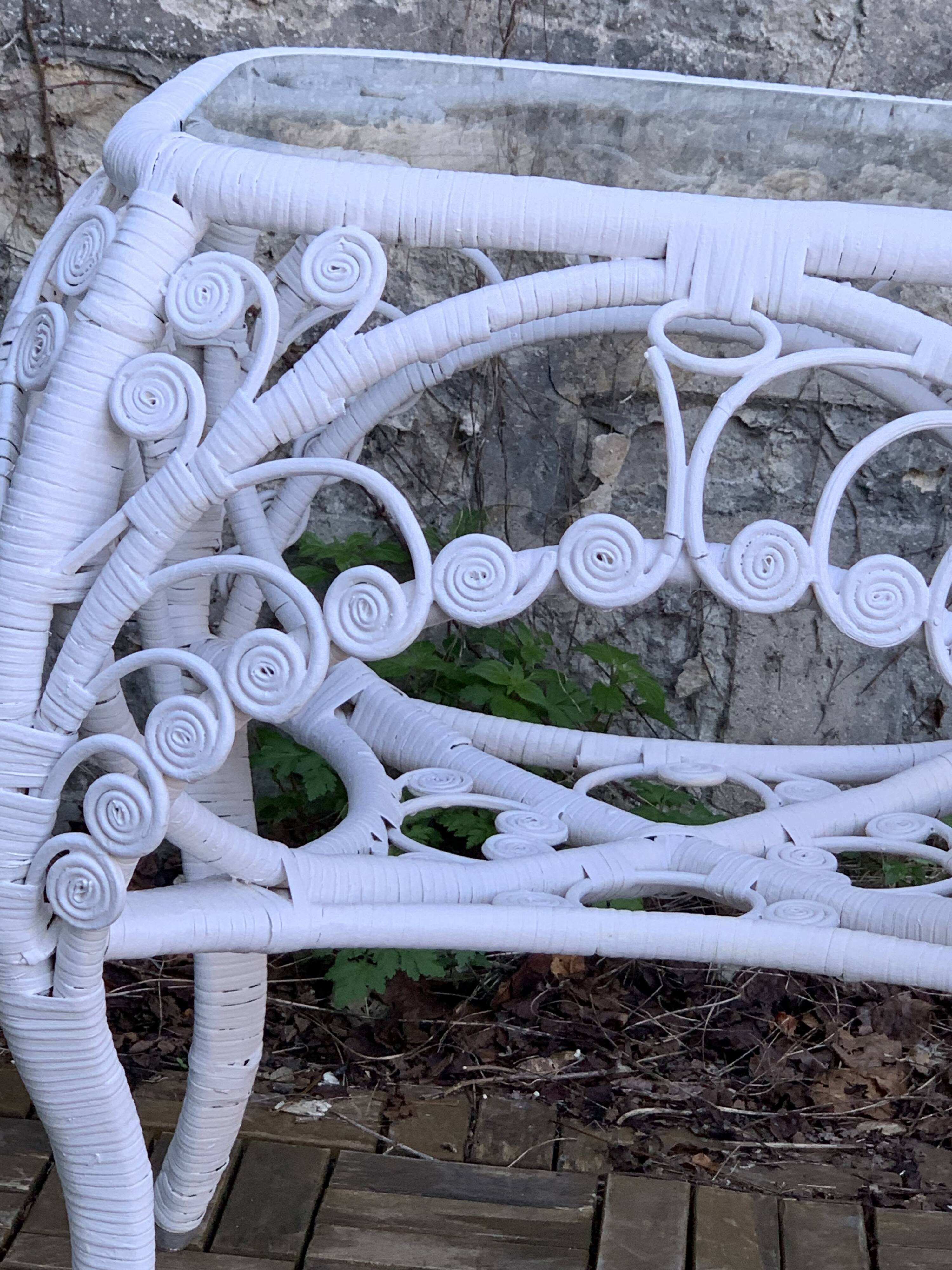 Peacock white rattan side table 1970
