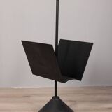 Porte-revues vintage années 80 en métal noir, design porada arredi