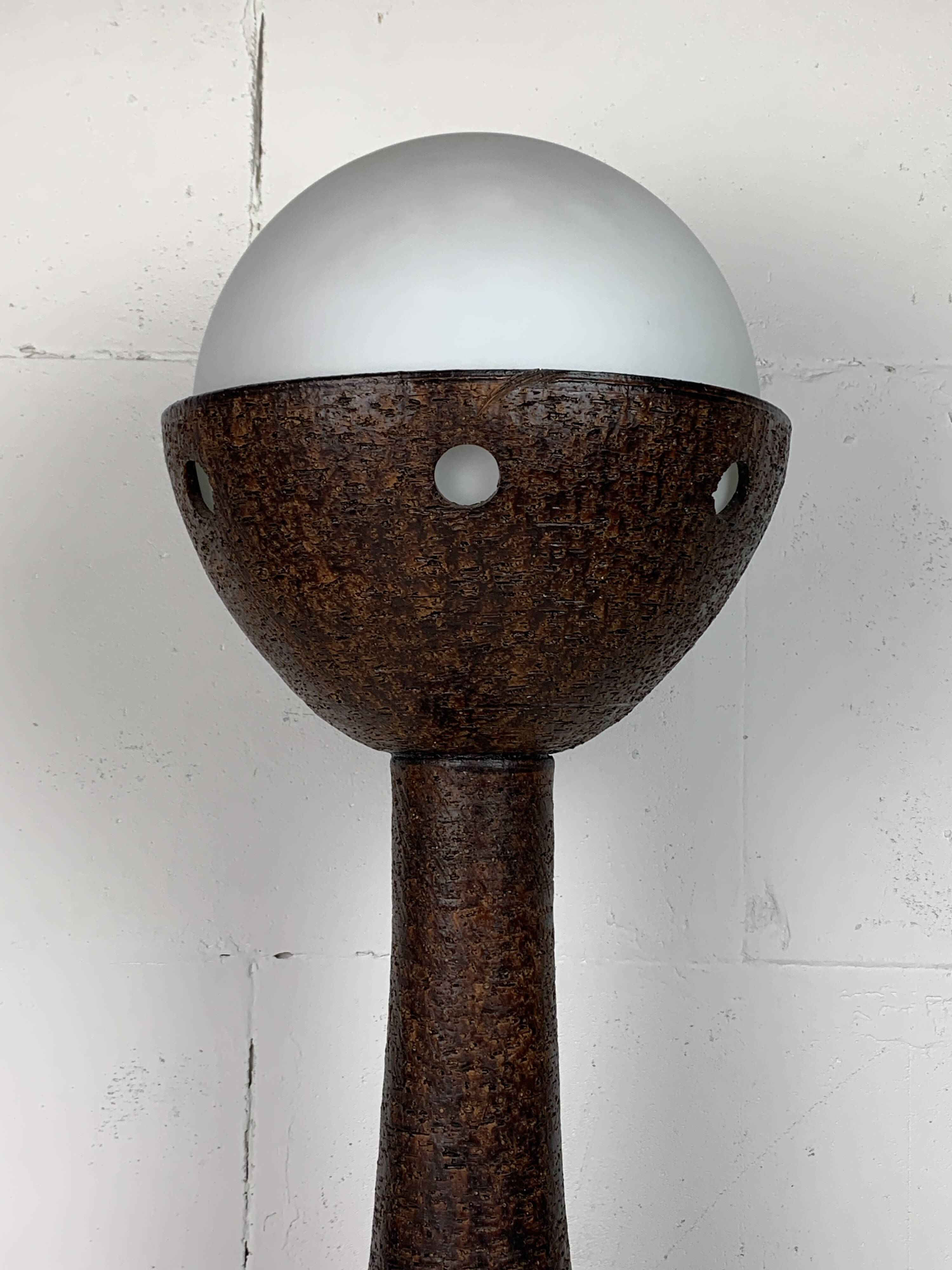 Midcentury brutalist Dutch ceramic mushroom floor lamp, 1960s