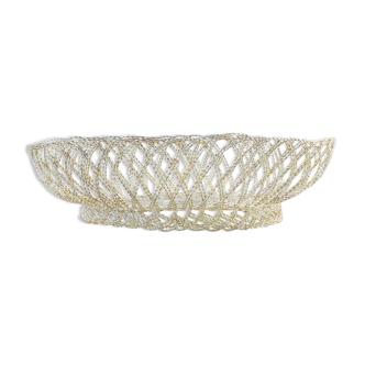 Braided Silver Metal Bread Basket