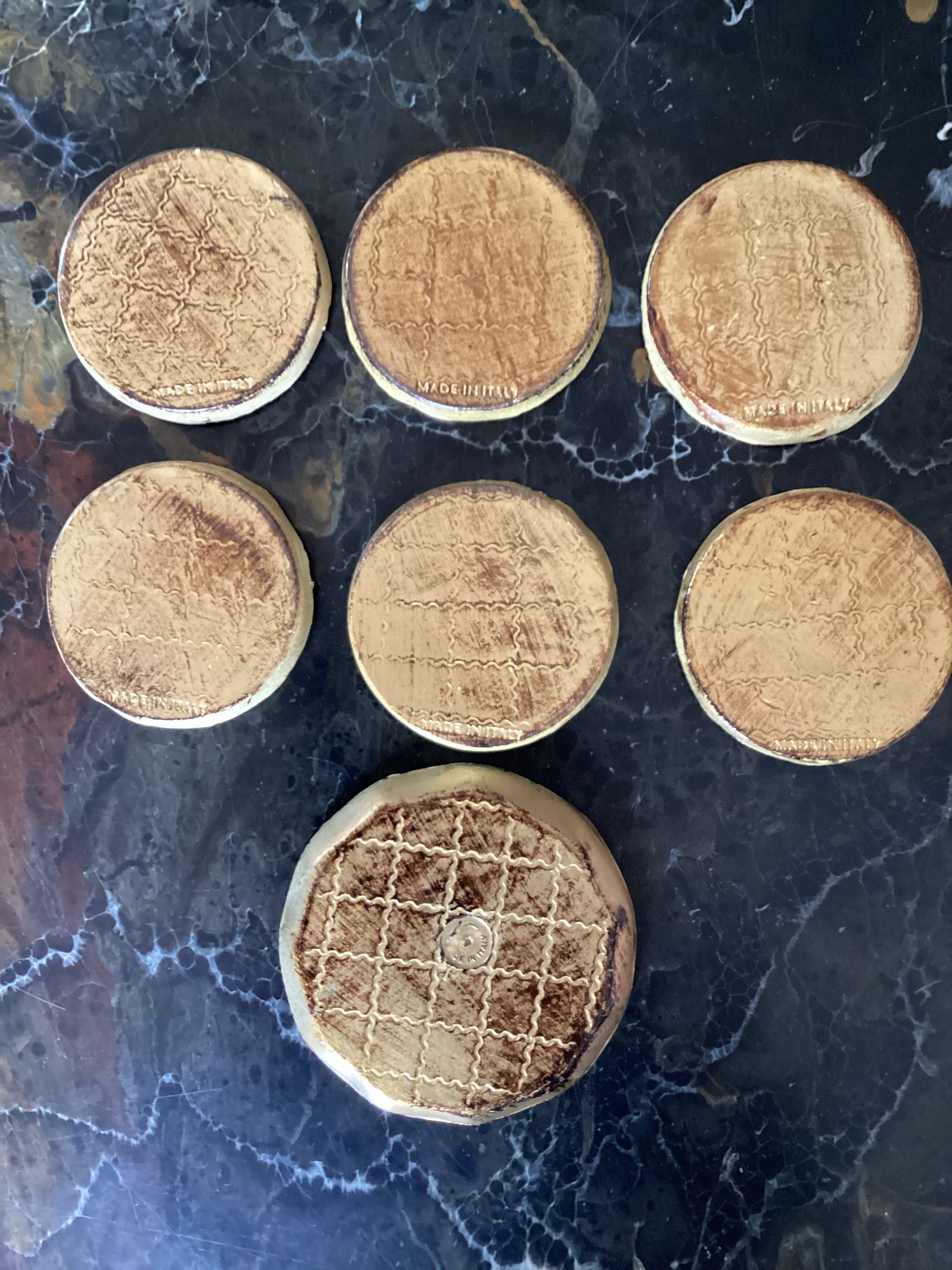 Set of six coasters with small plate