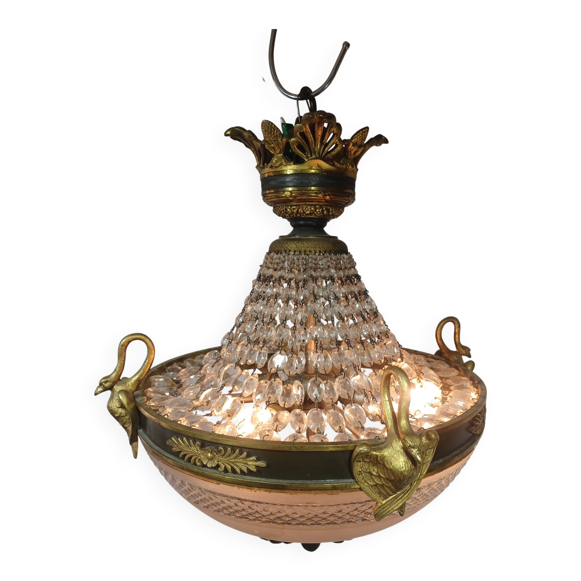 Empire chandelier in bronze and crystal