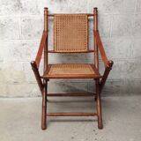 Bamboo folding armchair and caning